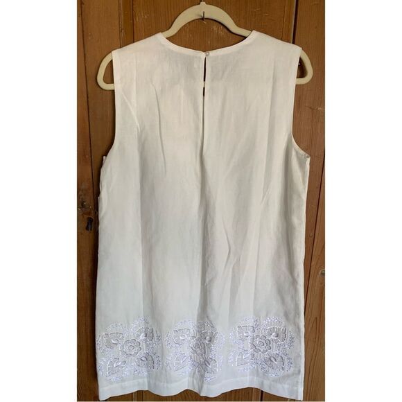 Joie Modarie embroidered white linen blend sleeveless shift dress NWT - Picture 3 of 10